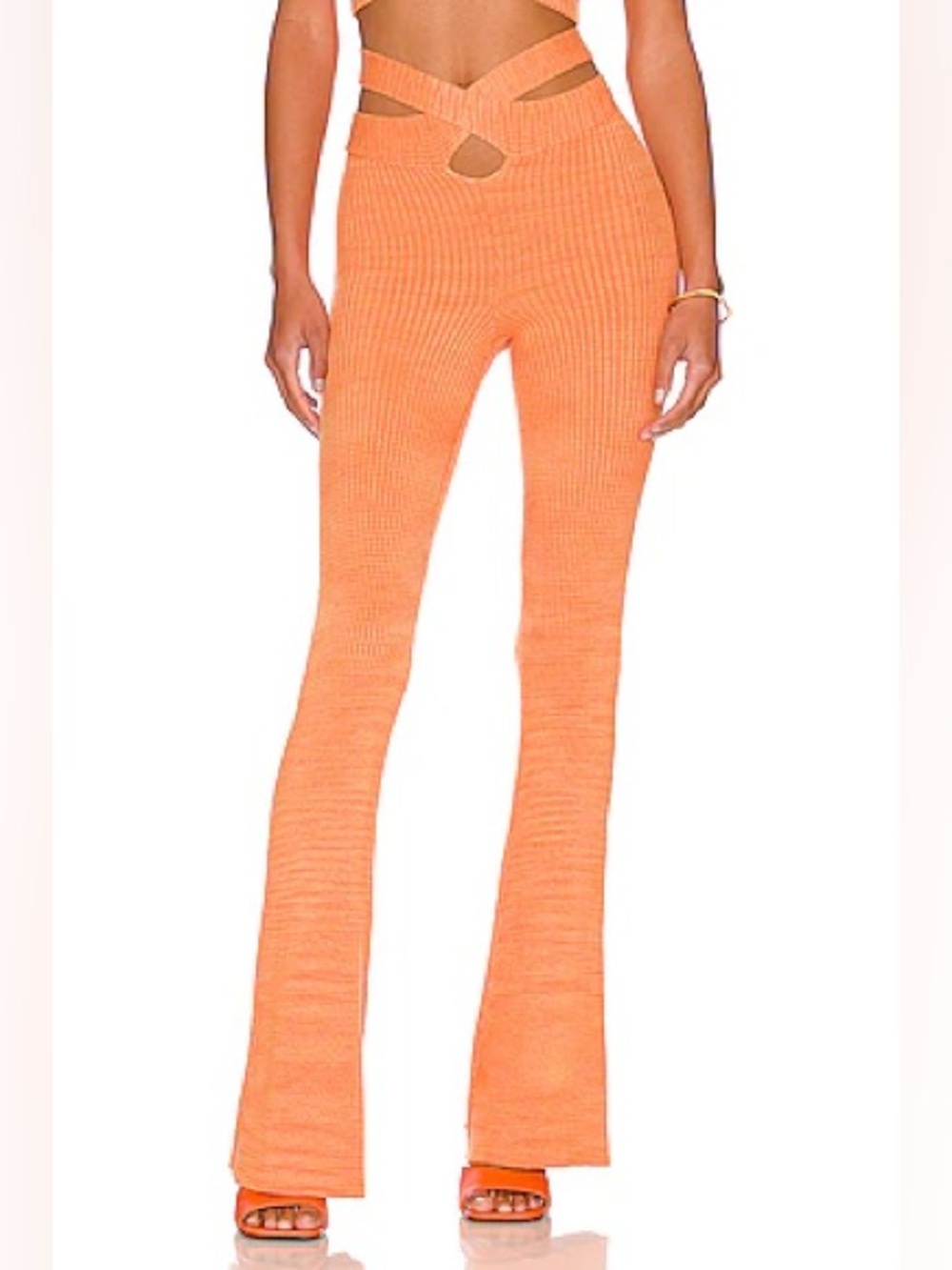 Cia Orange Ribbed Pant with Twist Detail S